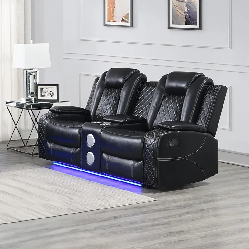 Orion II Console Loveseat W Dual Recliners-Black