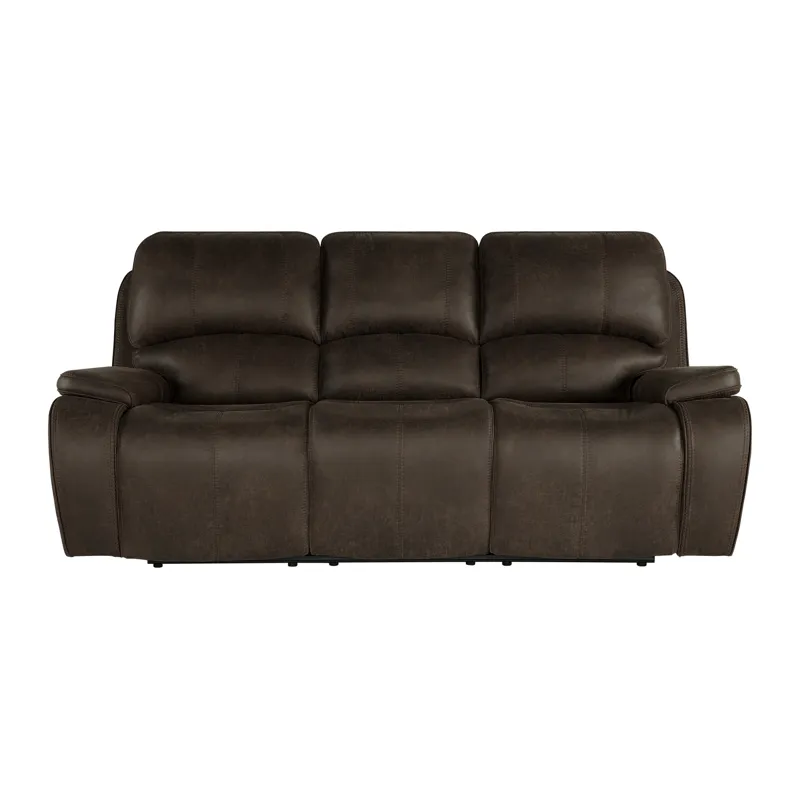 Brookings Sofa W/Dual Recliner-Brown