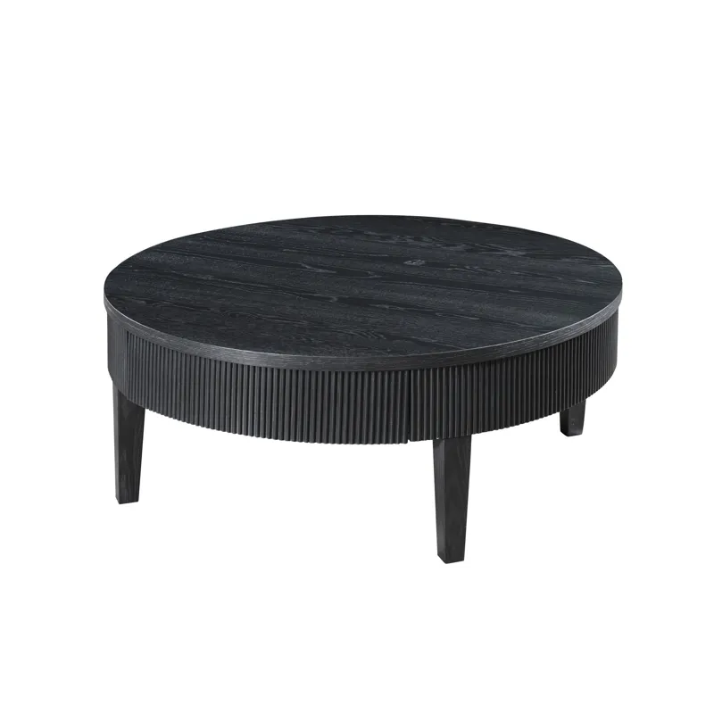 Tate Round One Drawer Coffee Table-Black