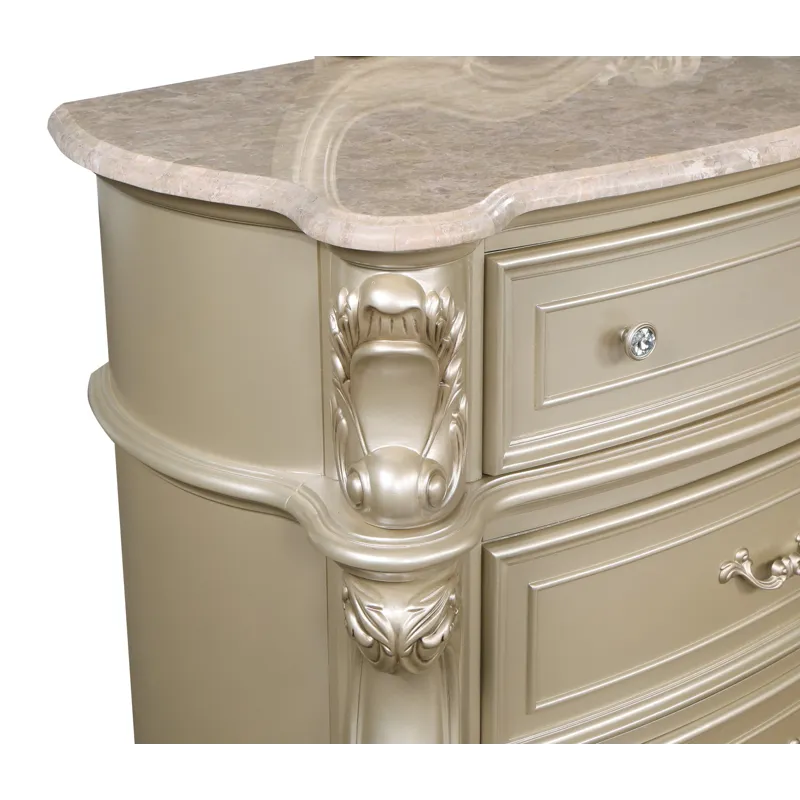 Monique Dresser W/Marble Top-Champagne