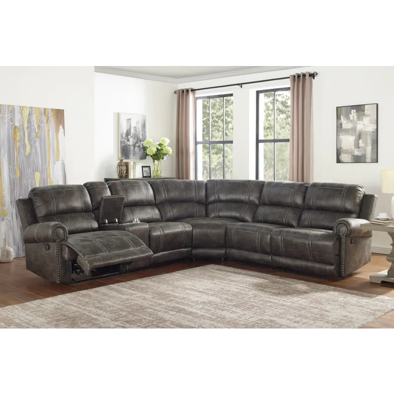 Terra LAF Console Loveseat W/2 Recliners-Walnut