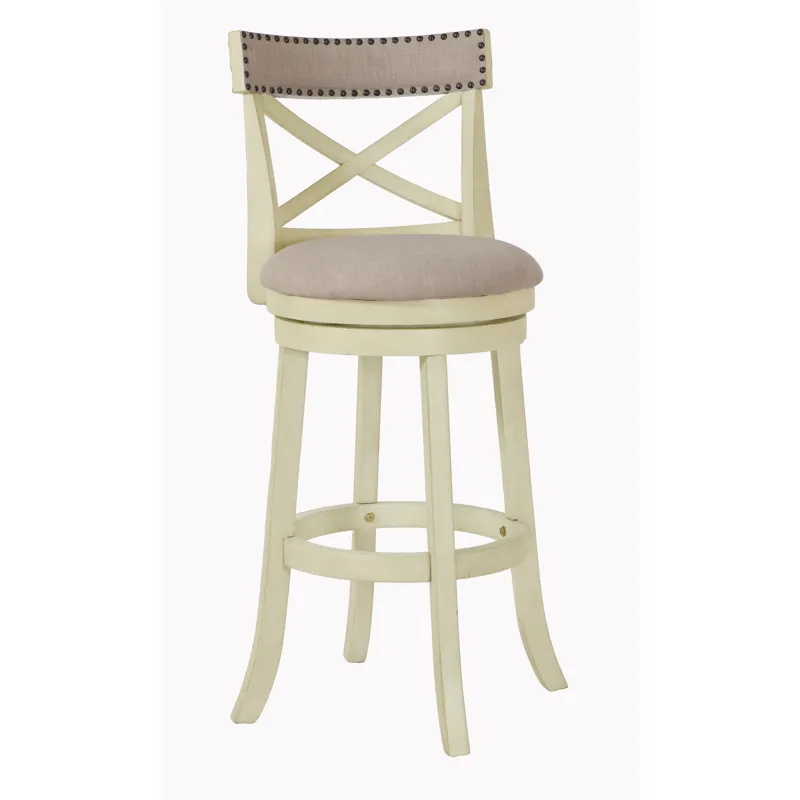 York 29" Bar Stool-Ant White W/Fabric Seat