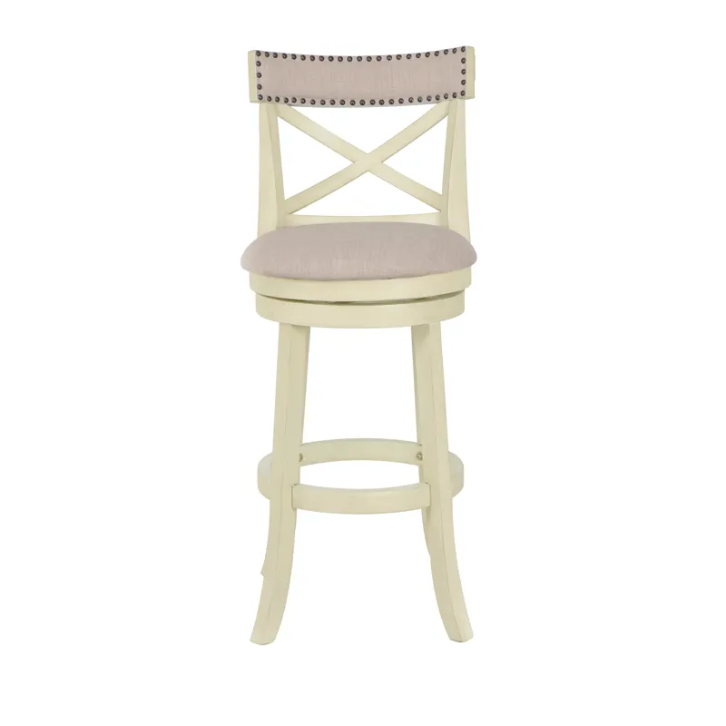 York 29" Bar Stool-Ant White W/Fabric Seat
