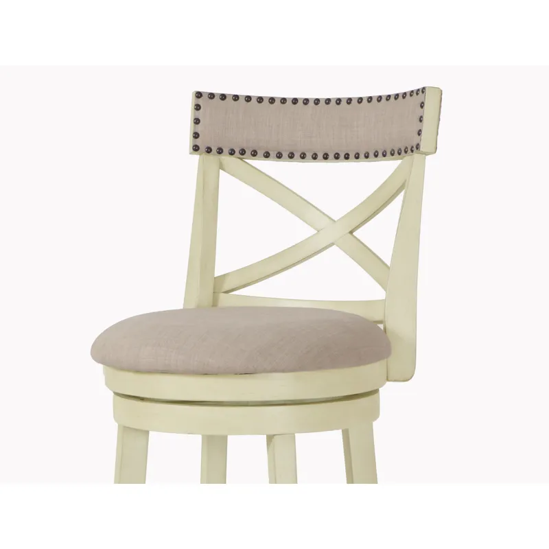 York 29" Bar Stool-Ant White W/Fabric Seat