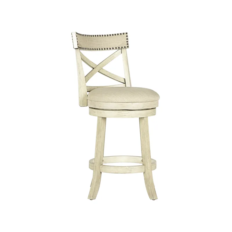 York 24" Counter Stool-Ant White W/Fabric Seat