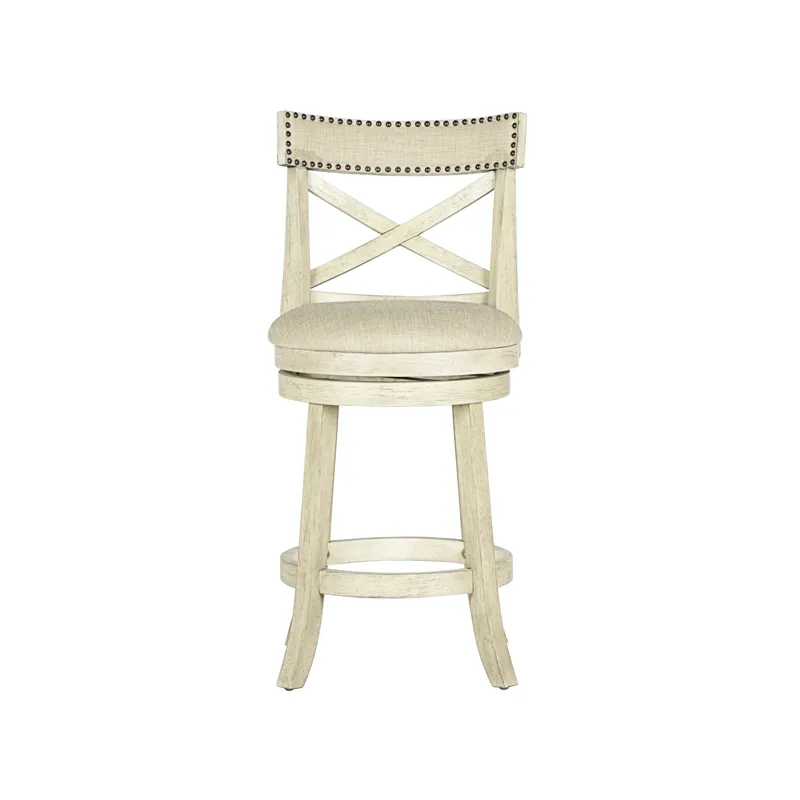 York 24" Counter Stool-Ant White W/Fabric Seat