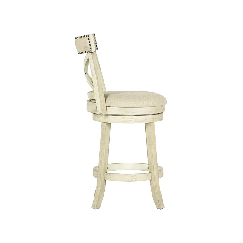 York 24" Counter Stool-Ant White W/Fabric Seat