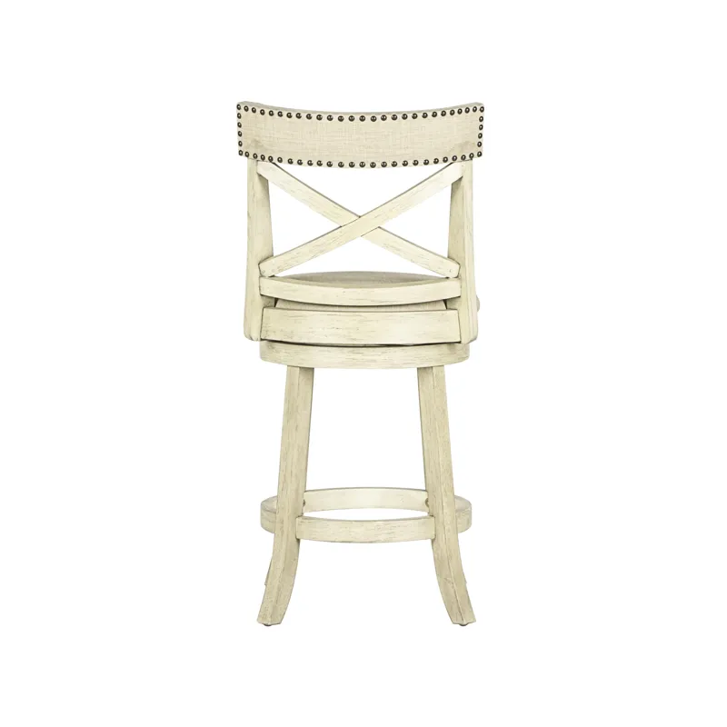 York 24" Counter Stool-Ant White W/Fabric Seat