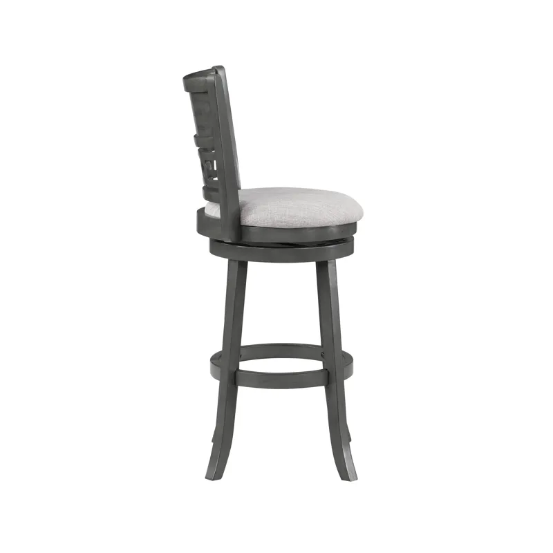 Gia 24" Swivel Counter Stool-Gray W/Gray Fabric Seat