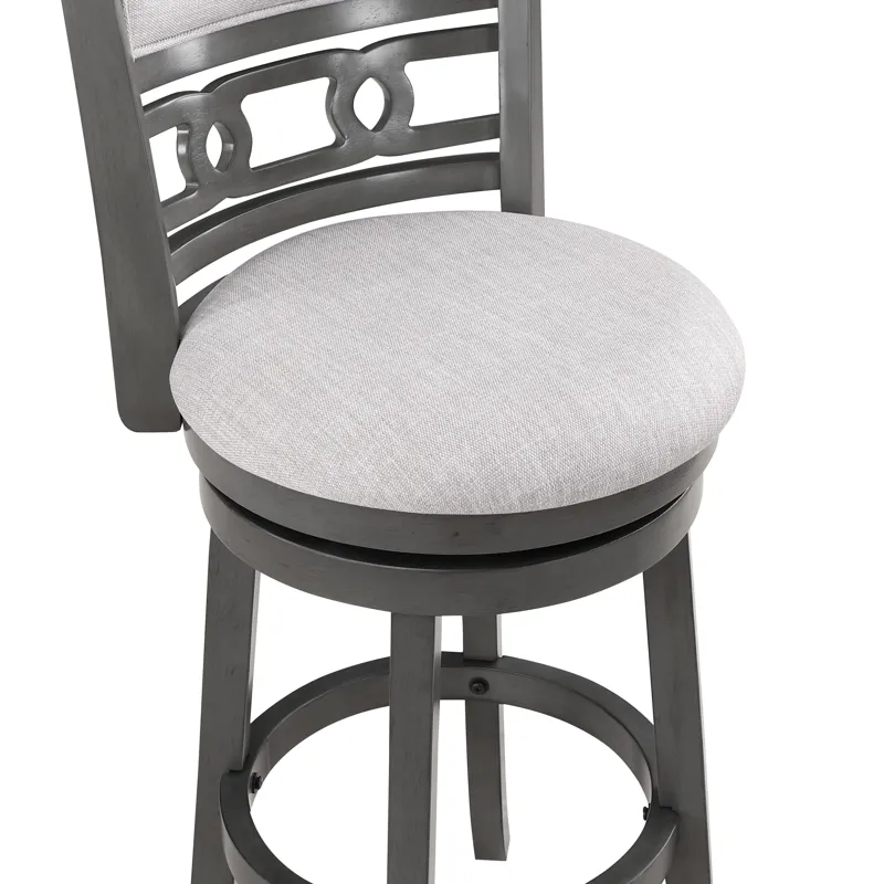 Gia 24" Swivel Counter Stool-Gray W/Gray Fabric Seat