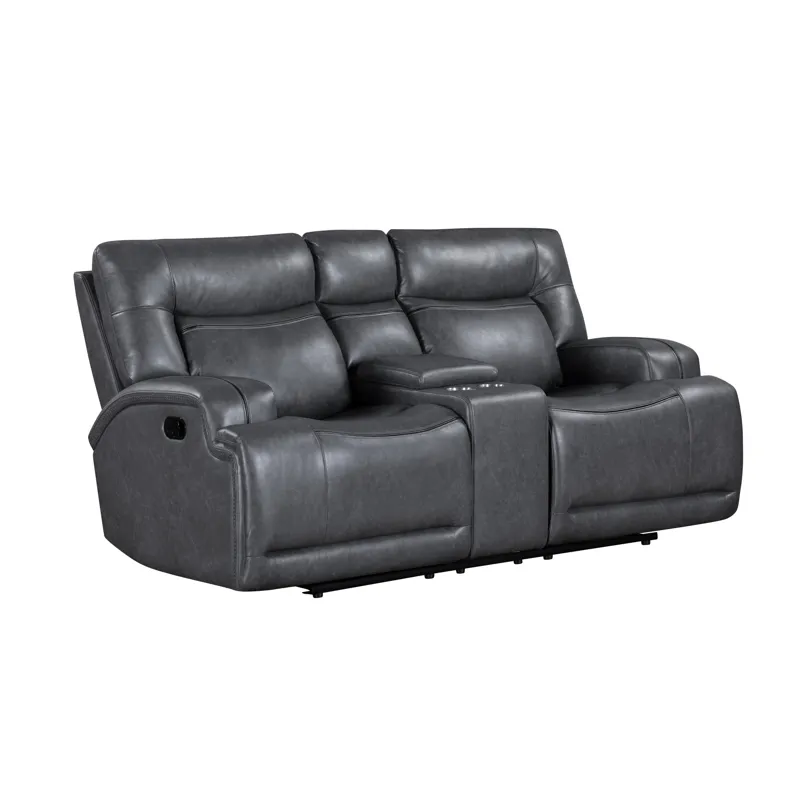 Titan Console Loveseat W Dual Recliners-Gray