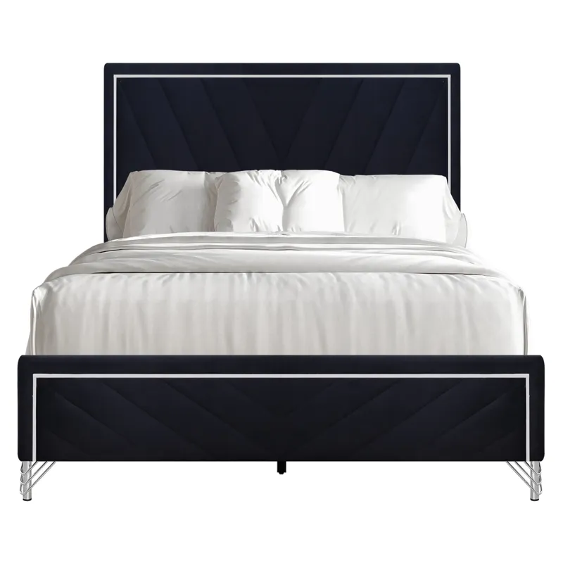 Ava Headboard, Footboard & Slat Kit-Ebony - Queen