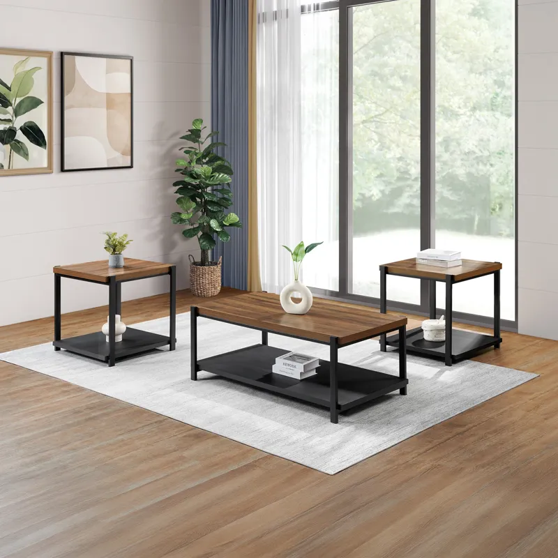 Linea 3 PC Occasional Set 1 Coffee & 2 End Tables-Brown