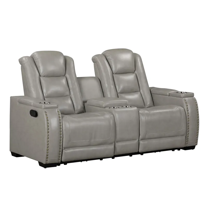 Breckenridge II Console Loveseat W Dual Recliners-Lt Gray