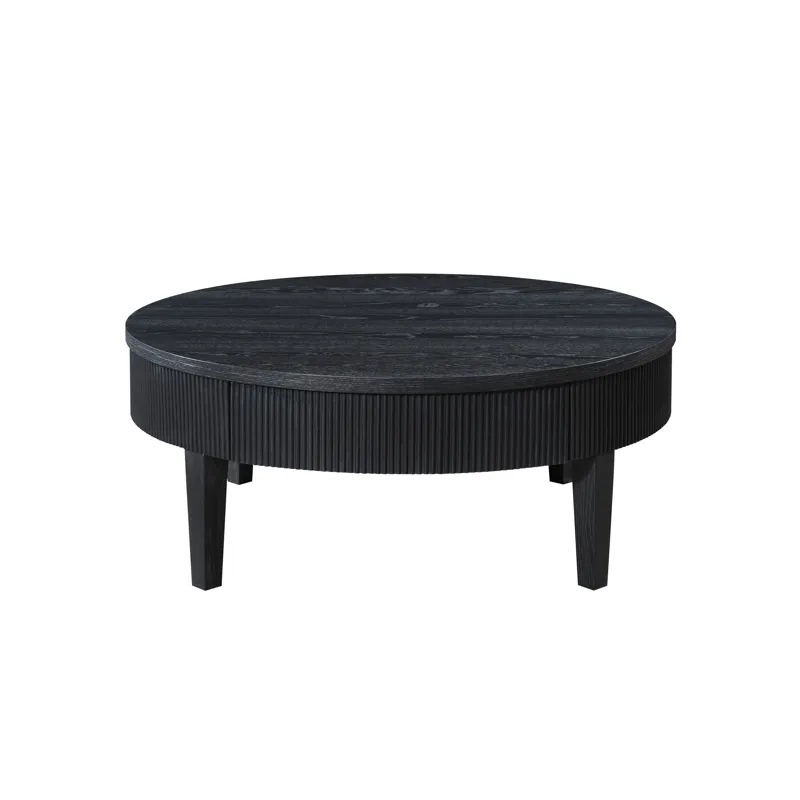 Tate Round One Drawer Coffee Table-Black