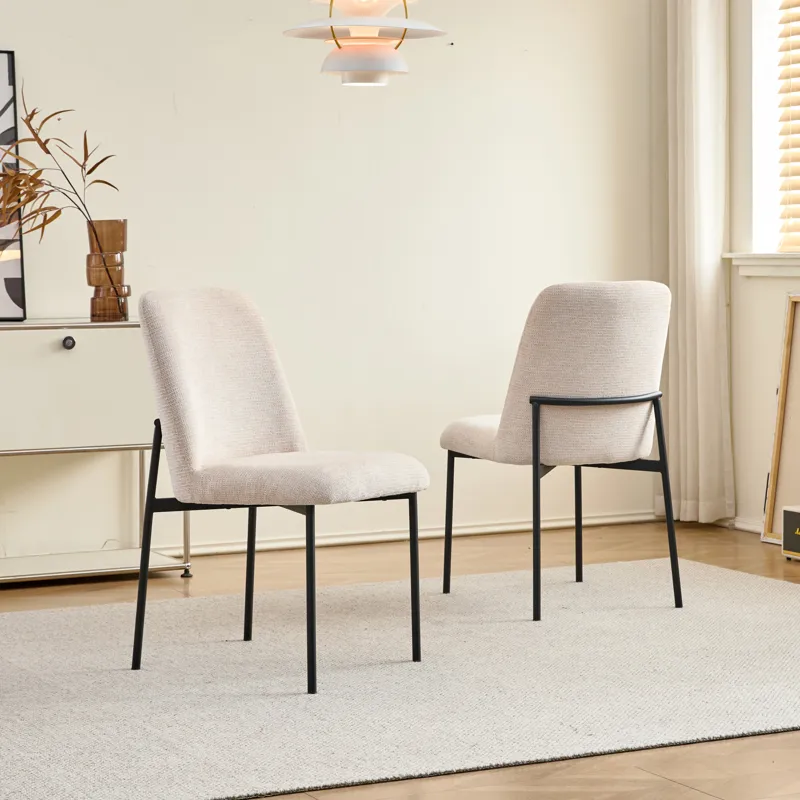 Erik Side Chair W Black Metal Frame-Beige(2 Per Carton)