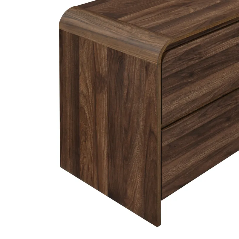 Mara Two Drawer End Table Bedside Table-Walnut