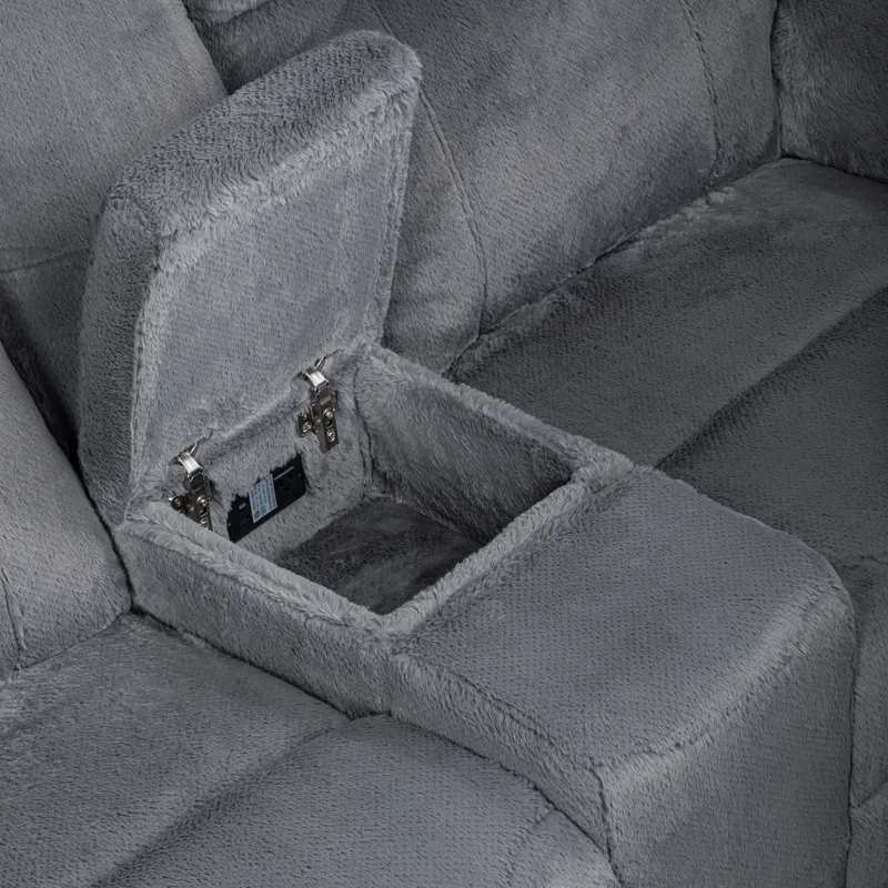 Teddy RAF Console Loveseat W/One Power Headrest & Footrest-Gray