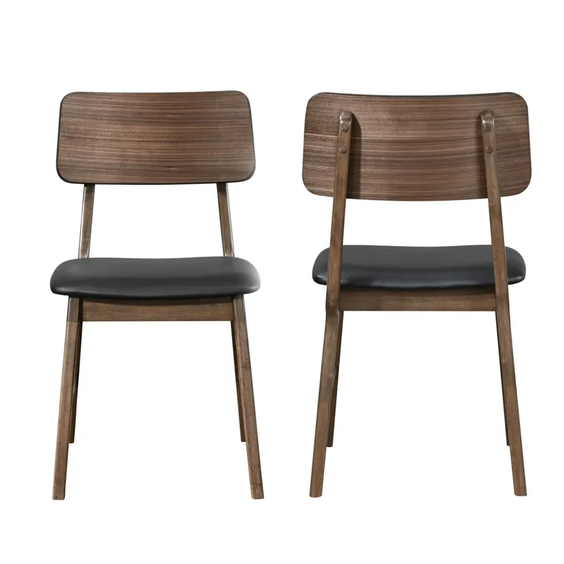 Thea Wood Back Side Chair W/Black Seat(2 Per Carton-Walnut