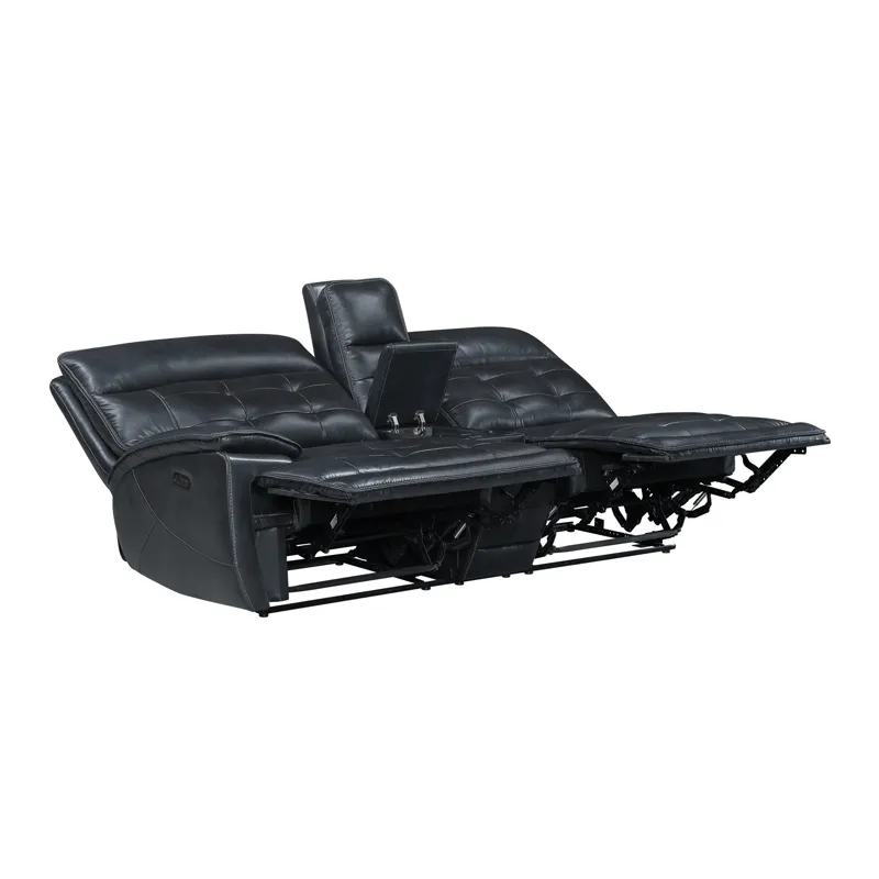 Warner LAF Console Loveseat W 2 Power Footrest And Headrest-Black
