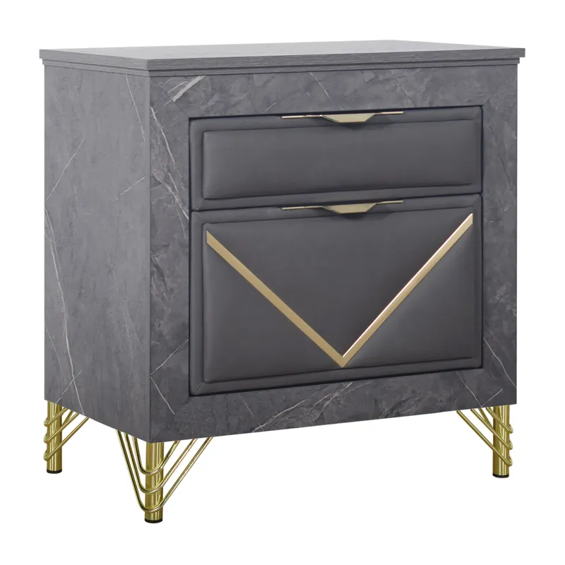 Symmetry 2 Drawer Nightstand-Charcoal