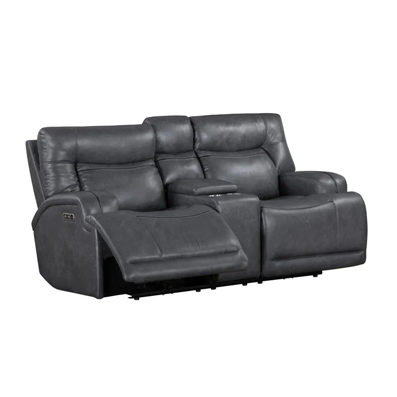 Titan Console Loveseat W/Power Headrest & Footrest-Gray