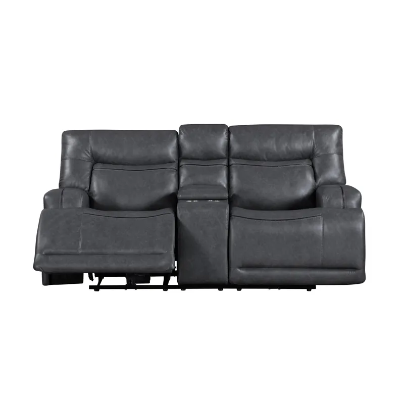 Titan Console Loveseat W Dual Recliners-Gray