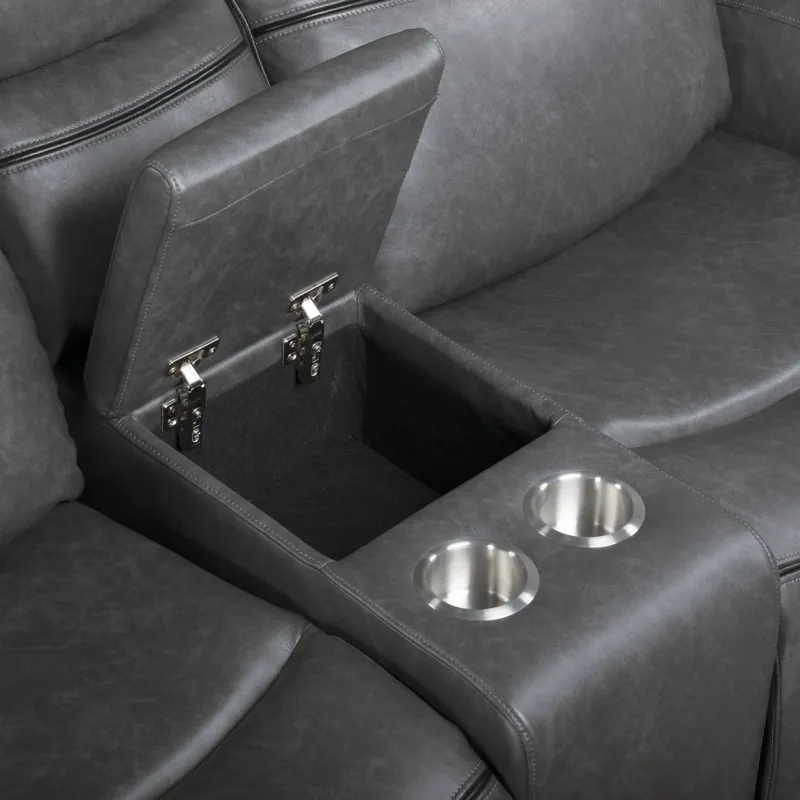 Titan Console Loveseat W Dual Recliners-Gray