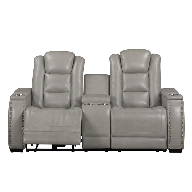Breckenridge II Console Loveseat W Dual Recliners-Lt Gray