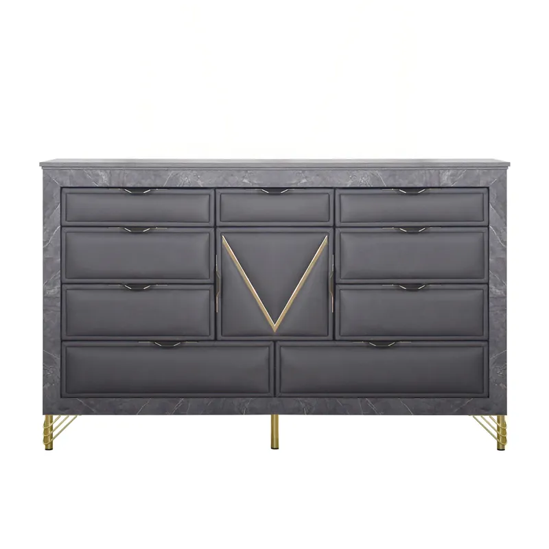Symmetry 10 Drawer Dresser-Charcoal