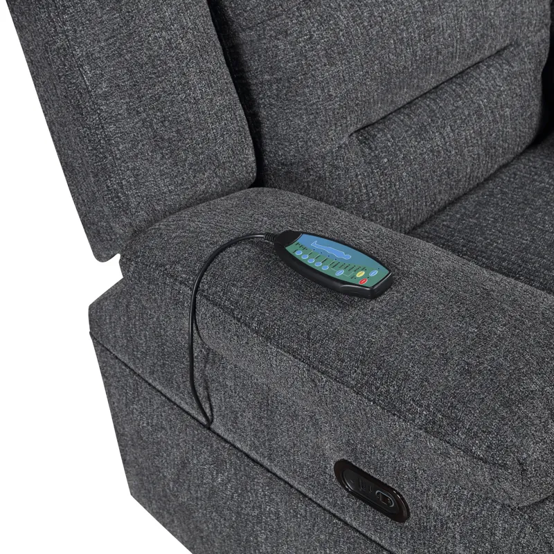Redondo Glider Recliner W/Heat, Massage, Power Footrest-Dk Gray