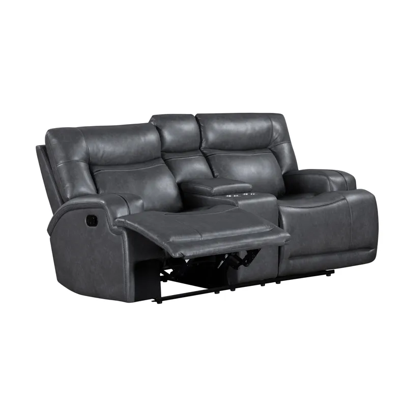Titan Console Loveseat W Dual Recliners-Gray