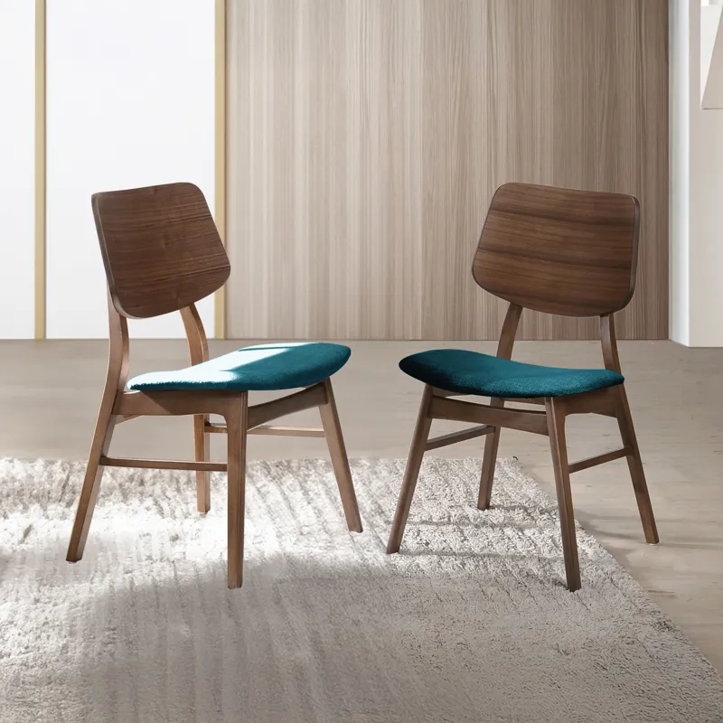 Oscar Chair With Forest Green Cushion-Walnut