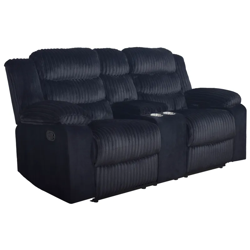 Willow Console Loveseat W Dual Recliners-Black