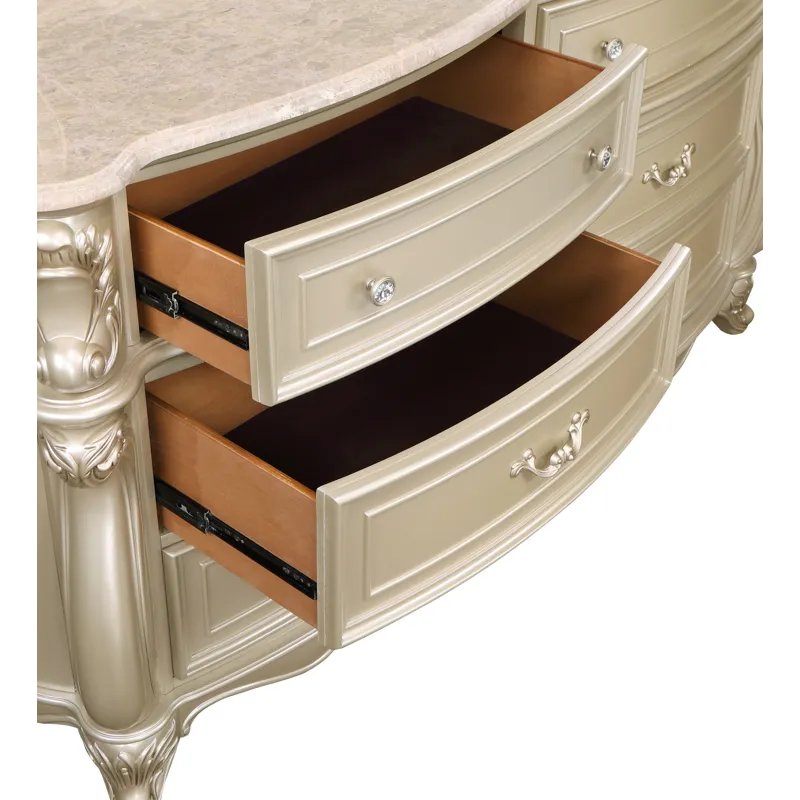 Monique Dresser W/Marble Top-Champagne
