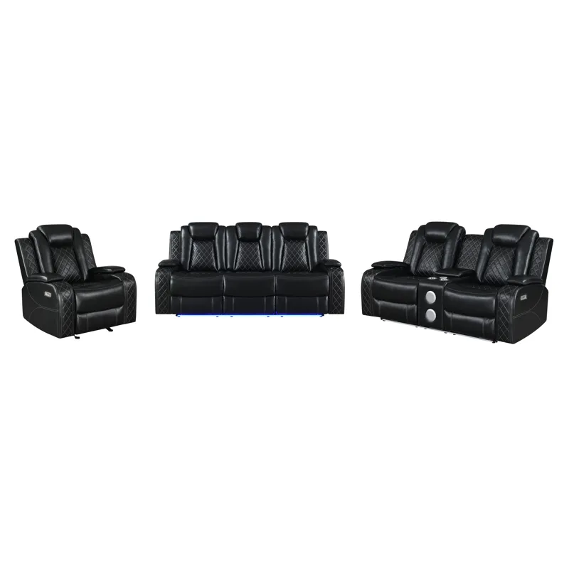 Orion Glider Recliner W/ Power Footrest & Headrest Black
