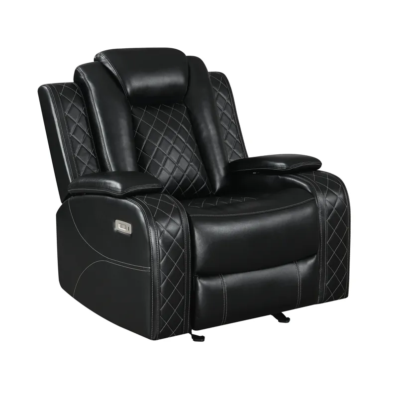 Orion Glider Recliner W/ Power Footrest & Headrest Black