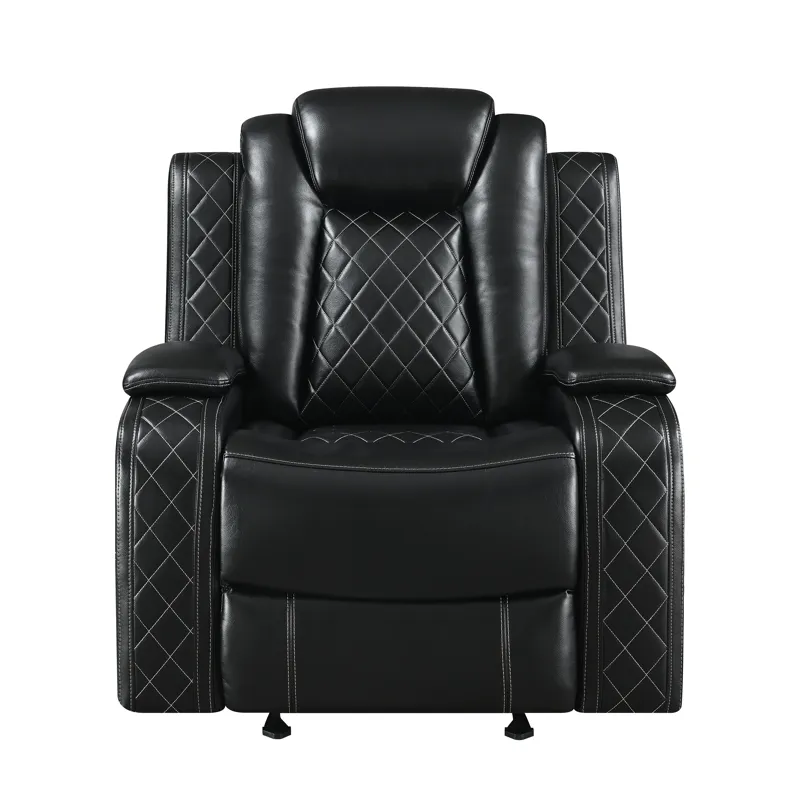 Orion Glider Recliner W/ Power Footrest & Headrest Black