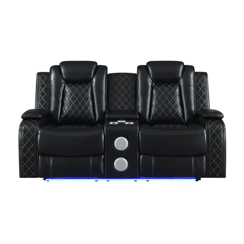 Orion Console Loveseat W/ Dual Recliners Black