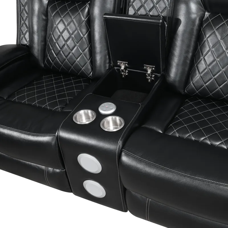 Orion Console Loveseat W/ Dual Recliners Black