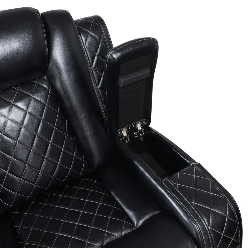Orion Console Loveseat W/ Dual Recliners Black