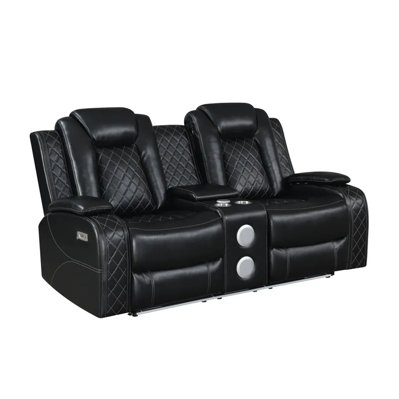 Orion Console Loveseat W/ Power Footrest & Headrest Black