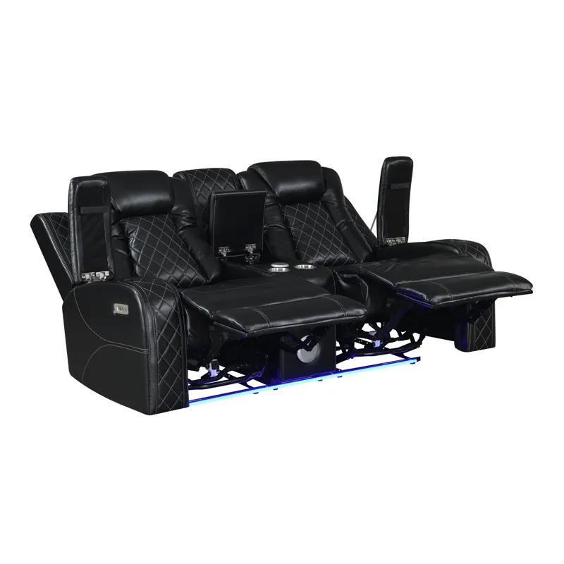 Orion Console Loveseat W/ Power Footrest & Headrest Black