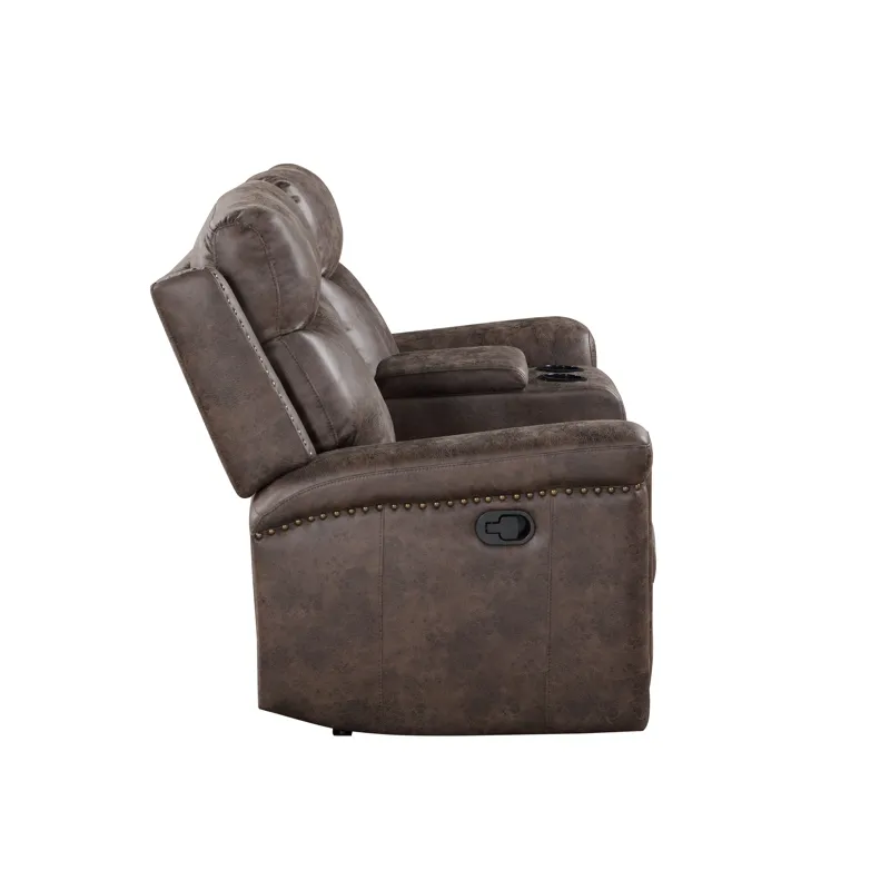 Quade Console Loveseat W/ Power Footrest Mocha
