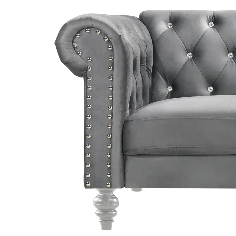 Emma Crystal Loveseat-Gray