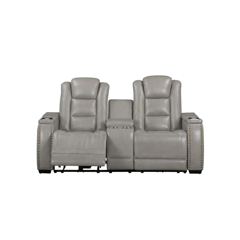 Breckenridge II Console Loveseat W Power Footrest & Headrest-Lt Gray