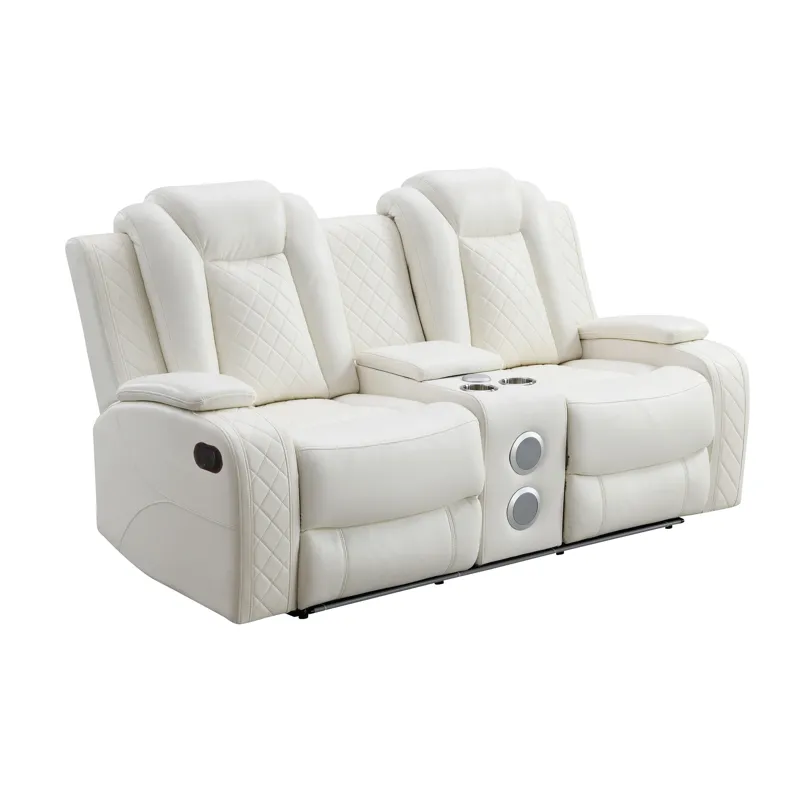 Orion II Console Loveseat W Dual Recliners-White