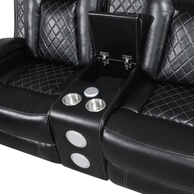 Orion II Console Loveseat W Dual Recliners-Black