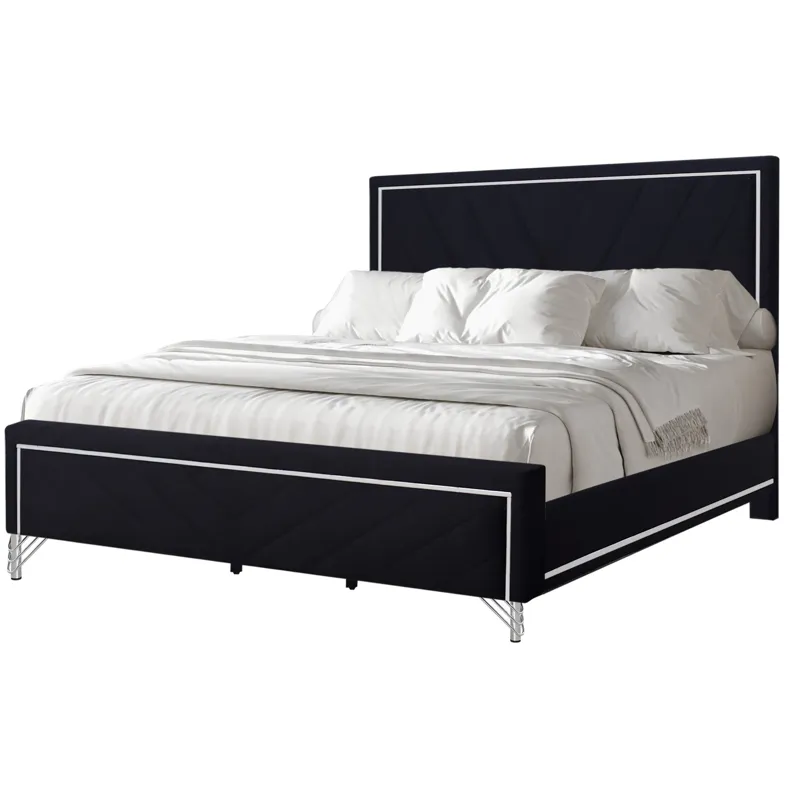 Ava Headboard, Footboard & Slat Kit-Ebony - California King