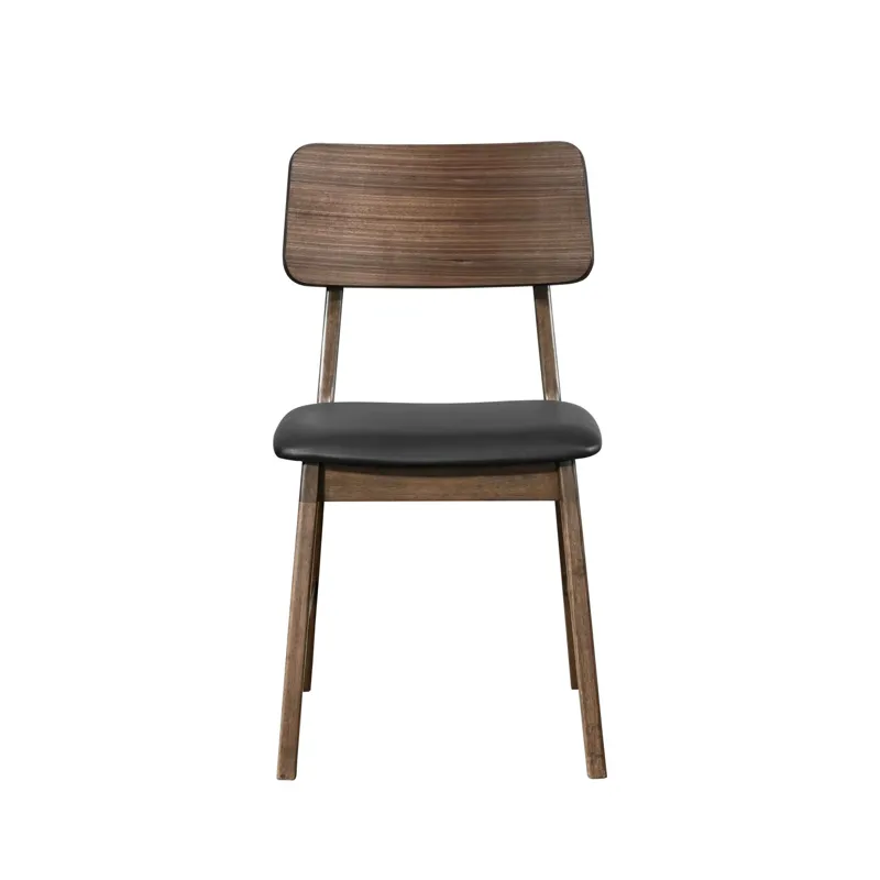 Thea Wood Back Side Chair W/Black Seat(2 Per Carton-Walnut
